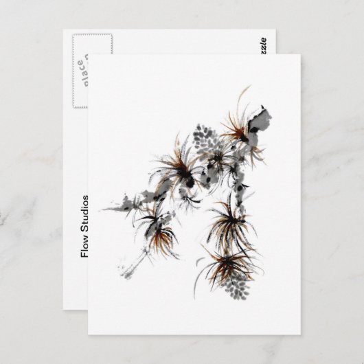 Kiefernzweig, Sumi-e Postkarte (Vorne/Hinten)