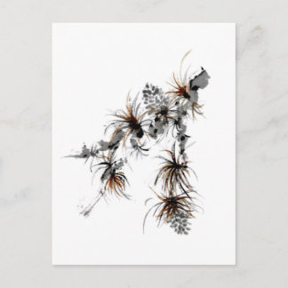 Kiefernzweig, Sumi-e Postkarte