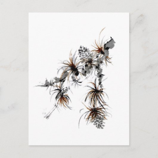 Kiefernzweig, Sumi-e Postkarte (Vorderseite)