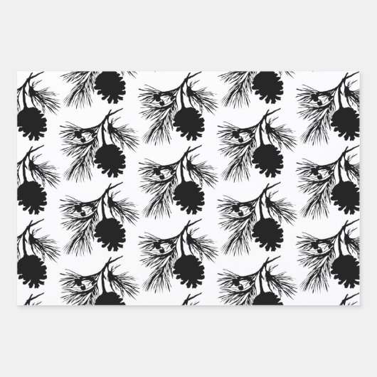 Kiefernzweig und Kone Geschenkpapier Set (Vorderseite)