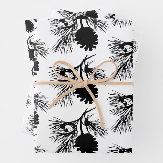 Kiefernzweig und Kone Geschenkpapier Set (Beispiel)