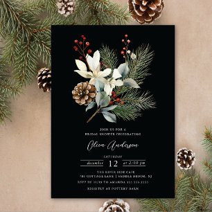 Kiefernzweig Winter Botanisches Brautparty Einladung