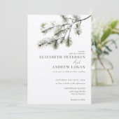 Kiefernzweig | Winterwaldhochzeit Einladung (Stehend Vorderseite)