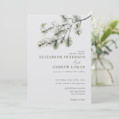 Kiefernzweig | Winterwaldhochzeit Einladung (Stehend Vorderseite)