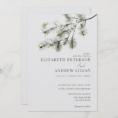 Kiefernzweig | Winterwaldhochzeit Einladung (Vorne/Hinten)