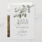 Kiefernzweig | Winterwaldhochzeit Save The Date (Vorne/Hinten)