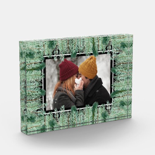 Kiefernzweige auf schwarz fotoblock (Links)