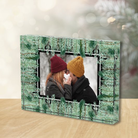 Kiefernzweige auf schwarz fotoblock