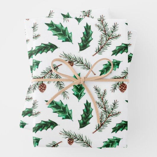Kiefernzweige Geschenkpapier Set (Beispiel)