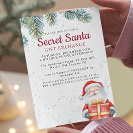 Kiefernzweige I Santa mit Geschenk geheim Santa Pa Einladung