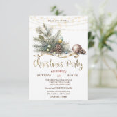 Kiefernzweige, Lights Wood Christmas Party Einladung (Stehend Vorderseite)