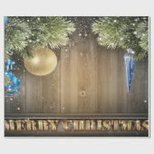 Kiefernzweige, Ornamente, Feiertage aus Holz Geschenkpapier (Flach)