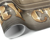 Kiefernzweige, Ornamente, Feiertage aus Holz Geschenkpapier (Rolleneckpunkt)