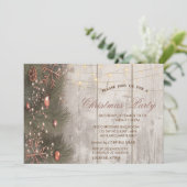 Kiefernzweige Ornamente Weihnachtsgebäck Party Einladung (Stehend Vorderseite)