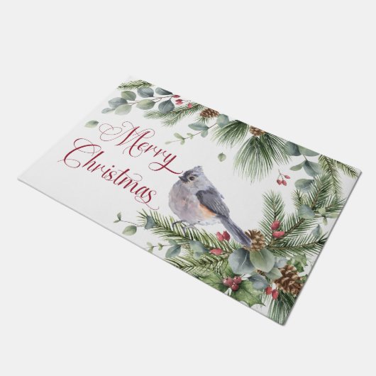Kiefernzweige Pine Cones Titmouse Berries Doormat Fußmatte (Schrägansicht)