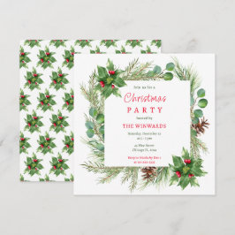 Kiefernzweige und Berries Weihnachtsfest-Party Einladung