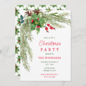 Kiefernzweige und Berries Weihnachtsfest-Party Einladung (Vorne/Hinten)