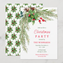 Kiefernzweige und Berries Weihnachtsfest-Party