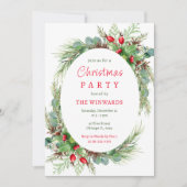 Kiefernzweige und Berries Weihnachtsfest-Party Einladung (Vorderseite)