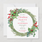 Kiefernzweige und Berries Weihnachtsfest-Party Einladung (Vorderseite)