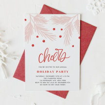Kiefernzweige und Holly Berries Pink Holiday Party