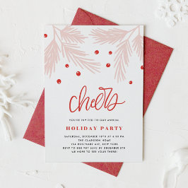 Kiefernzweige und Holly Berries Pink Holiday Party Einladung