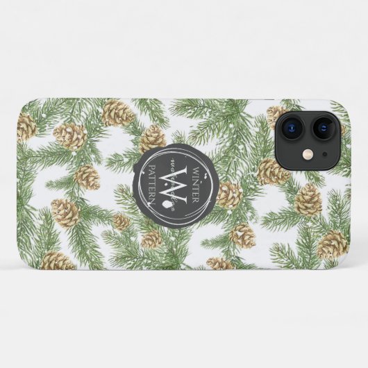 Kiefernzweige und Kiefernkiefer Wasserfarbmuster Case-Mate iPhone Hülle (Rückseite (Horizontal))