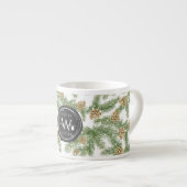 Kiefernzweige und Kiefernkiefer Wasserfarbmuster Espressotasse (Vorderseite Rechts)