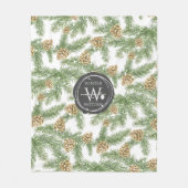 Kiefernzweige und Kiefernkiefer Wasserfarbmuster Fleecedecke (Vorderseite)