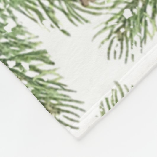 Kiefernzweige und Kiefernkiefer Wasserfarbmuster Fleecedecke (Ecke)