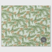 Kiefernzweige und Kiefernkiefer Wasserfarbmuster Geschenkpapier (Flach)