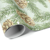 Kiefernzweige und Kiefernkiefer Wasserfarbmuster Geschenkpapier (Rolleneckpunkt)