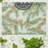 Kiefernzweige und Kiefernkiefer Wasserfarbmuster Geschirrtuch (Gefaltet)