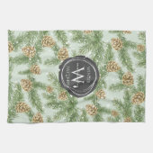 Kiefernzweige und Kiefernkiefer Wasserfarbmuster Geschirrtuch (Horizontal)