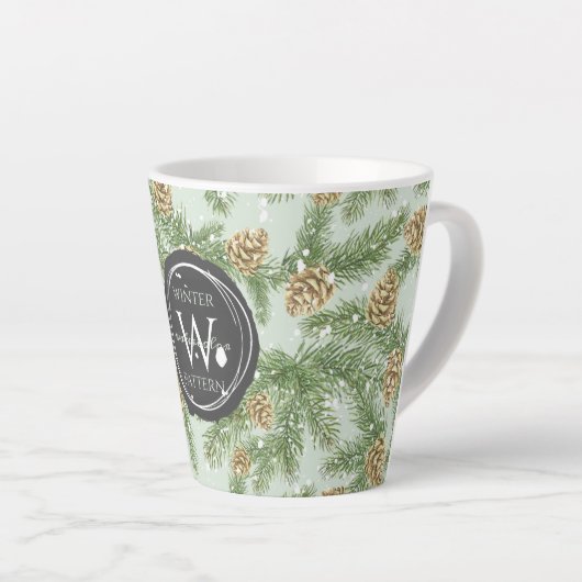 Kiefernzweige und Kiefernkiefer Wasserfarbmuster Milchtasse (Rechte Ecke)