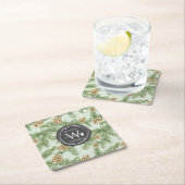 Kiefernzweige und Kiefernkiefer Wasserfarbmuster Rechteckiger Pappuntersetzer (Vor Ort)