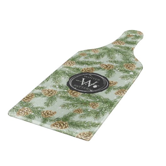 Kiefernzweige und Kiefernkiefer Wasserfarbmuster Schneidebrett (Ecke)