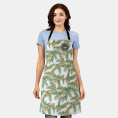 Kiefernzweige und Kiefernkiefer Wasserfarbmuster Schürze (Getragen)