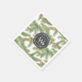 Kiefernzweige und Kiefernkiefer Wasserfarbmuster Serviette (Ecke)