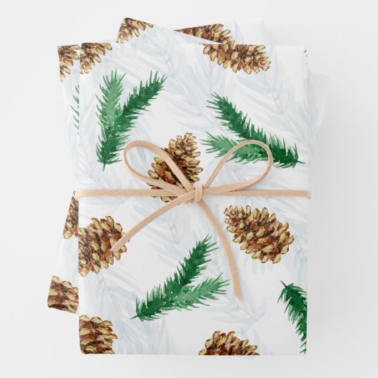 Kiefernzweige und Pinecones Weihnachten Geschenkpapier Set (Beispiel)