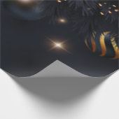 Kiefernzweige, Weihnachtsbälle schwarz Geschenkpapier (Ecke)