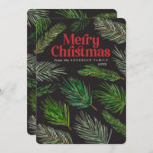 Kiefernzweigtypografie - Moderne WeihnachtsWeihnac Ankündigung (Vorne/Hinten)