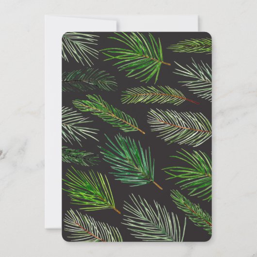 Kiefernzweigtypografie - Moderne WeihnachtsWeihnac Ankündigung (Rückseite)