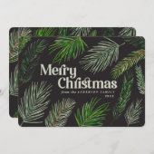 Kiefernzweigtypografie - Moderne WeihnachtsWeihnac Ankündigung (Vorne/Hinten)