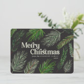 Kiefernzweigtypografie - Moderne WeihnachtsWeihnac Ankündigung (Stehend Vorderseite)