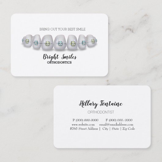 Kieferorthopädie-Zahnarztpraxis Standard-Visitenka Visitenkarte (Vorne/Hinten)
