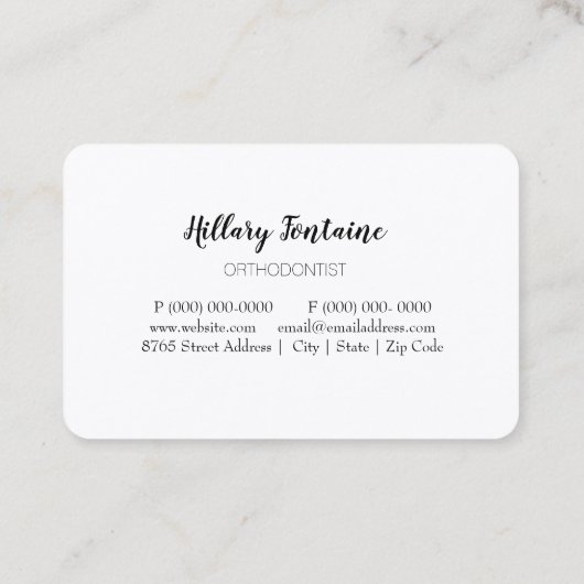 Kieferorthopädie-Zahnarztpraxis Standard-Visitenka Visitenkarte (Rückseite)