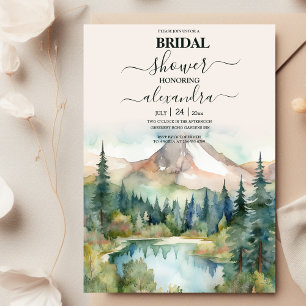 Kieferwald Rustikale Wasserfarben-Themen-Hochzeit Einladung