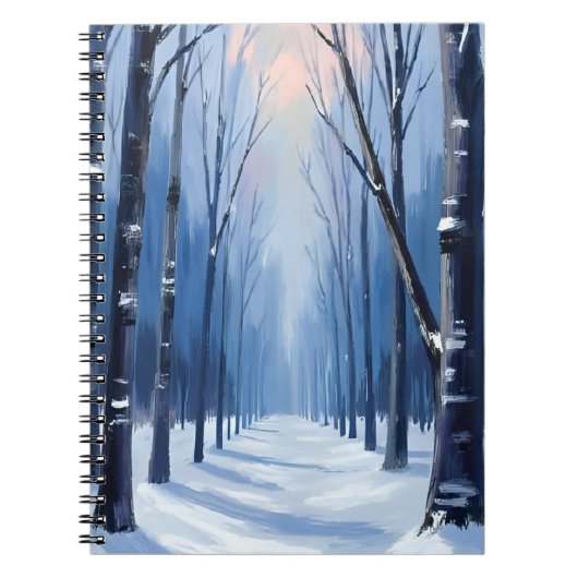 Kieferwald Winter Wald Wasserfarbenmalerei Notizblock (Vorderseite)