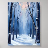 Kieferwald Winterwald Aquarellmalerei Poster (Vorne)